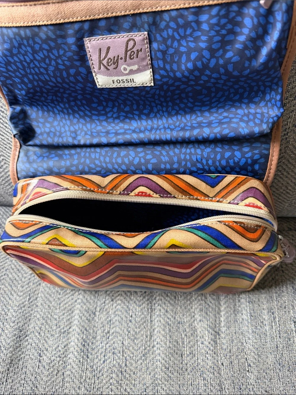 Fossil Multicolored Coated Canvas Cosmetic Bag